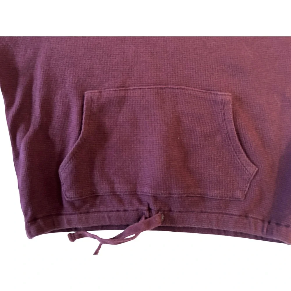 OshKosh Cropped‎ Hoodie Waffle Knit Drawstring Burgundy Size 8 - Picture 3 of 7